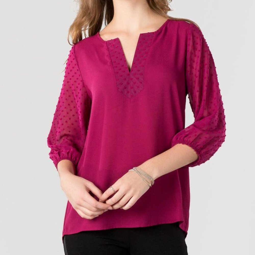 Jun & Ivy Swiss Dot Blouse - Pink